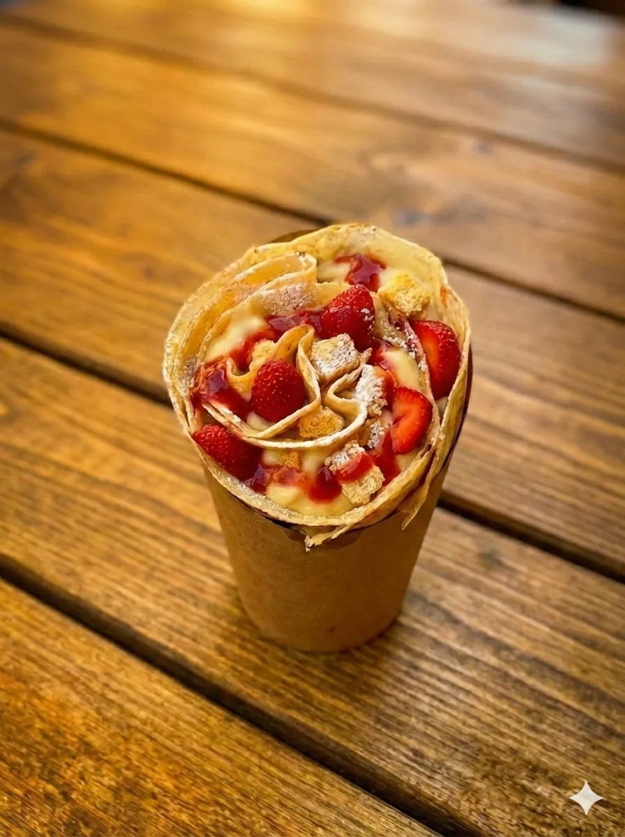 Erdbeer Vanille Diem – Crêpe Roll